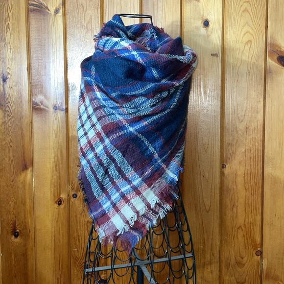 Blanket Scarf Plaid Long Warp Shawls Tartan Knit Winter Warm Lattice Scarves - Picture 5 of 8